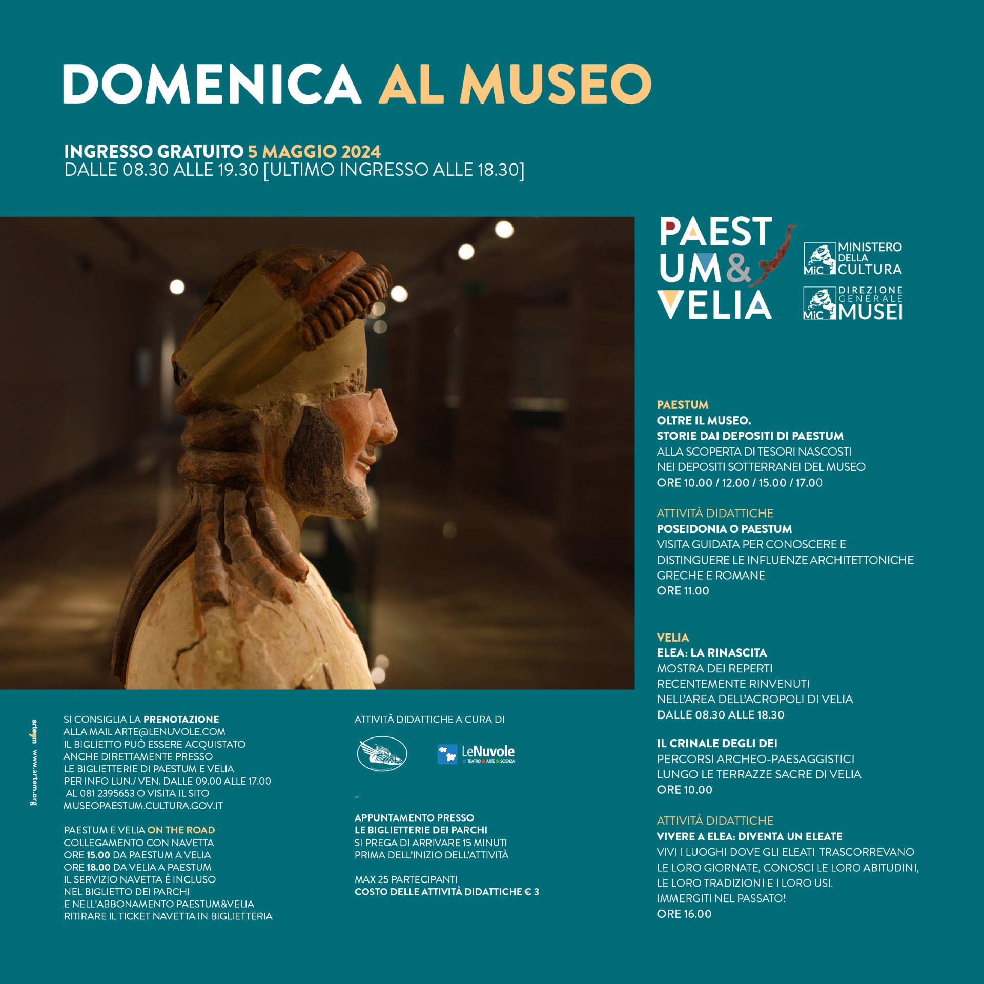 5 MAGGIO 2024: A PAESTUM E VELIA PRIMA DOMENICA DEL MESE CON INGRESSO GRATUITO PER TUTTI. TANTE LE INIZIATIVE IN PROGRAMMA